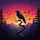 Wise Crow Silhouette Forest Mountains - Vibrant Sunset Wildlife Lover Gift Spare Tire Cover - 6