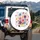 Pink Purple Blue Yellow Cosmos Flowers Foliage Buds Garden - Garden Lover Gift Spare Tire Cover - 3