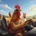 Rooster In Sunglasses, Hen, Chick Family Driving Car - Road Trip Adventure Gift Spare Tire Cover - 6