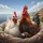 Hen Rooster Landscape Journey - Farmhouse Home Decor Gift for Bird Watchers Spare Tire Cover - 6