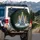 Snow-Covered Evergreen Pine Trees Golden Stars Scottish Tartan - Winter Home Decor Gift Spare Tire Cover - 3