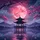 Japanese Pagoda Full Moon Cherry Blossom - Travel Essentials Fantasy Lover Gift Spare Tire Cover - 6