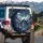House Cat Mountain Peaks River Crescent Moon Starry Sky Pine Trees - Outdoor Decor Gift Spare Tire Cover - 3