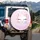 White Cat Face Pink Heart Nose Pastel Cherry Blossom Petals - Everyday Use for Cat Lover Spare Tire Cover - 3