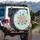 Grey Cartoon Cats Winking Hearts - Everyday Car Decor for Cat Lovers Spare Tire Cover - 3
