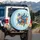 Blue Morpho Monarch Butterflies Hydrangea Gerbera Flowers - Butterfly Lover Gift Spare Tire Cover - 3