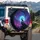 Wolf Howling Bright Blue Full Moon Rocky Outcrop - Wildlife Lover Gift Spare Tire Cover - 3