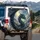 Majestic Dark Teal Dragon Head Clouds Sky Sunbeams - Fantasy Lover Gift Spare Tire Cover - 3