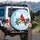 Northern Cardinal Perched Holly Branch Red Berries Winter Snow Sky - Wildlife Lover Gift Spare Tire Cover - 3