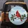 Northern Cardinal Perched Holly Branch Red Berries Winter Snow Sky - Wildlife Lover Gift Spare Tire Cover - 5