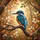 Vibrant Kingfisher Bird Textured Branch Golden Sun Autumn Leaves - Bird Watcher Gift Spare Tire Cover - 6