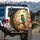 Vibrant Kingfisher Bird Textured Branch Golden Sun Autumn Leaves - Bird Watcher Gift Spare Tire Cover - 3