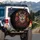 Majestic Owl Fiery Orange Eyes Lush Floral Berry Accents - Wildlife Lover Gift Spare Tire Cover - 3