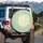 White Daisy Flowers Orange Center Sage Green Speckled Background - Garden Lover Gift Spare Tire Cover - 3