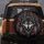 Wolf Head Red Eyes Tribal Feathers Diamond Square Halo - Wildlife Lover Gift Spare Tire Cover - 5