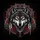 Wolf Head Red Eyes Tribal Feathers Diamond Square Halo - Wildlife Lover Gift Spare Tire Cover - 6