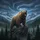 Majestic Grizzly Bear Roaring Rocky Mountain Forest Stormy Sky - Wildlife Lover Gift Spare Tire Cover - 6
