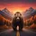 Grizzly Bear Road Autumn Trees Mountains Sunset - Wildlife Lover Gift Spare Tire Cover - 6