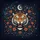 Roaring Tiger Head Natural Foliage Layered Flowers Cosmic Sky - Wildlife Gift Spare Tire Cover - 6