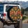 Symmetrical Elephant Heads Tropical Flowers - Wildlife Lover Gift Spare Tire Cover - 3