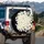 White Daisy Flowers Yellow Centers Black Background - Travel Essentials Spare Tire Cover - 3