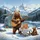 Brown Bear Guitarist Camper Snow Mountains - Camping Lifestyle Gift Spare Tire Cover - 6