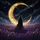 Cloaked Figure Golden Moon Lavender Field Cosmic Stars - Outdoor Adventure Gift Spare Tire Cover - 6