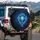 Ornate Futuristic Glowing Blue Cross Rays Celestial Nebulae Starlight - Spiritual Lifestyle Gift Spare Tire Cover - 3