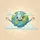 Smiling Cartoon Earth with Welcoming Arms Clouds Stars - Home Decor Gift for Earth Lovers Spare Tire Cover - 6