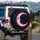 Crescent Moon Face Cosmic Stars Streaks - Travel Essentials Gift Spare Tire Cover - 3