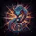 Electric Blue Turquoise Dragon Orange Magenta Scales Compass Rose - Fantasy Lover Gift Spare Tire Cover - 6