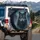 Grey Wolf Electric Blue Eyes Misty Forest Frost Snowflakes - Wildlife Lover Gift Spare Tire Cover - 3