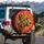 Golden-Brown Cheetah Head Red-Orange Radial Lines - Wildlife Lover Gift Spare Tire Cover - 3