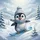 Baby Penguin Snowboarding Snowy Landscape - Winter Lover Gift for Kids Spare Tire Cover - 6