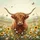 Highland Cow Wildflower Meadow - Farmhouse Home Decor Gift for Cow Lover Spare Tire Cover - 6