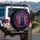 Majestic Blue Fox Glowing Red Eyes Runic Cosmic Sky - Fantasy Lover Gift Spare Tire Cover - 3