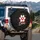 White Paw Print Red Heart Love Script Symbol - Everyday Affection Expression for Pet Lovers Spare Tire Cover - 3