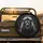 Male Lion Piercing Gaze Powerful Mane Dark Habitat Black Background - Wildlife Lover Gift Spare Tire Cover - 2
