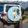 Fawn Black Pugs Playful Poses White Bones Pink Hearts Yellow Stars Golden Crowns - Pug Lover Gift Spare Tire Cover - 3