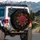 Crimson Red Rose Blooming Floral Bronze Leaves - Road Trip Gift for Nature Lovers Spare Tire Cover - 3