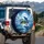 Blue Dolphin Leaping Moonlit Ocean Tropical Island - Wildlife Lover Gift Spare Tire Cover - 3