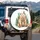 Plump Watercolor Bear Pine Trees Green Foliage White Background - Nature Lover Gift Spare Tire Cover - 3