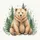 Plump Watercolor Bear Pine Trees Green Foliage White Background - Nature Lover Gift Spare Tire Cover - 6
