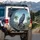 Majestic Eagle Rugged Rock Tropical Mountains Vibrant Pink Flora Palm Trees - Wildlife Lover Gift Spare Tire Cover - 3