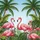 Pink Flamingo Palm Tree Tropical - Wildlife Lover Gift Spare Tire Cover - 6