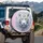 Magnificent White Tiger Head with Piercing Blue Eyes, Swirling Marbled Liquid - Wildlife Lover Gift Spare Tire Cover - 3
