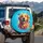 Kaleidoscope Smiling Dog Portrait Hearts Paint Splatter - Home Decor Dog Lover Gift Spare Tire Cover - 3