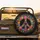 Floral Peace Sign Blossoms Leaves Midnight Black Background - Boho Lifestyle Home Decor Gift Spare Tire Cover - 2