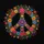 Floral Peace Sign Blossoms Leaves Midnight Black Background - Boho Lifestyle Home Decor Gift Spare Tire Cover - 6