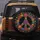 Floral Peace Sign Blossoms Leaves Midnight Black Background - Boho Lifestyle Home Decor Gift Spare Tire Cover - 5